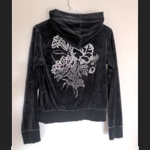 Express Velour Rhinestone Hoodie